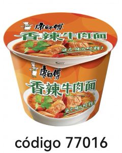 *KANGSHIFU FIDEO EN VASO CARNE PICANTE 12X108G